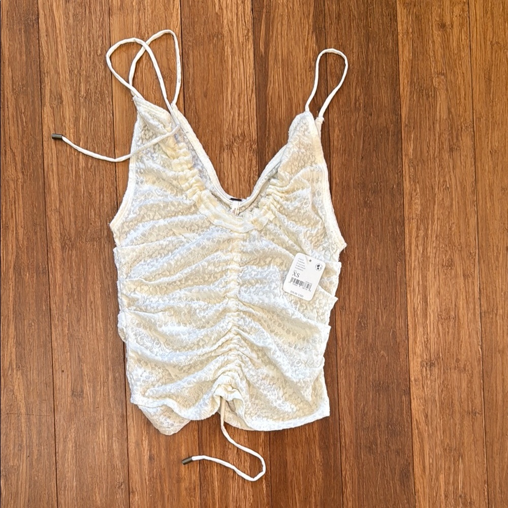 Free people Textured White Sleeveless Top